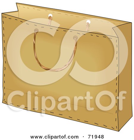 Royalty-Free (RF) Clipart Illustration of a Sewn Brown Shopping Bag by inkgraphics