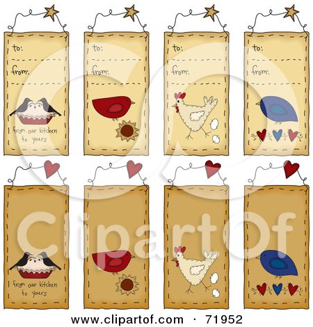Royalty-Free (RF) Clipart Illustration of a Digital Collage Of To From Folk Art Tags by inkgraphics
