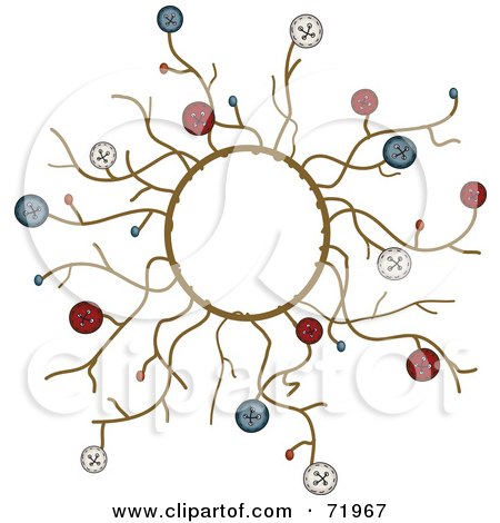 Royalty-Free (RF) Clipart Illustration of a Twig Wreath With Sewing Buttons by inkgraphics