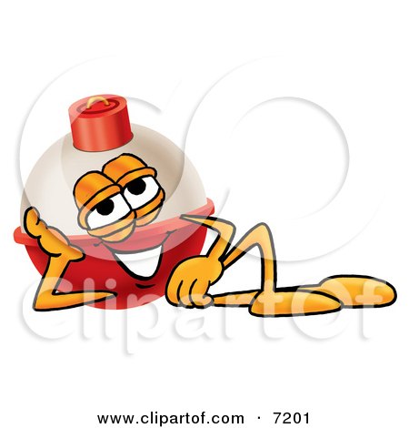Clipart Picture of a Fishing Bobber Mascot Cartoon Character Resting His Head on His Hand by Mascot Junction