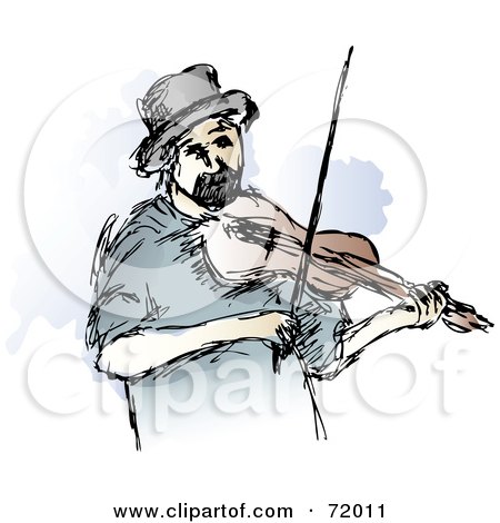 Royalty-Free (RF) Clipart Illustration of a Violinist Playing A Fiddle by inkgraphics