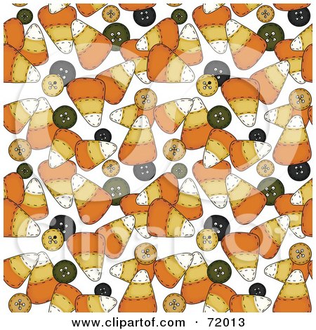 Royalty-Free (RF) Clipart Illustration of a Background Of Candy Corn And Buttons On White by inkgraphics