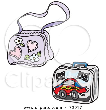 Royalty-Free (RF) Clipart Illustration of a Digital Collage Of A School Bag And Lunch Box by inkgraphics