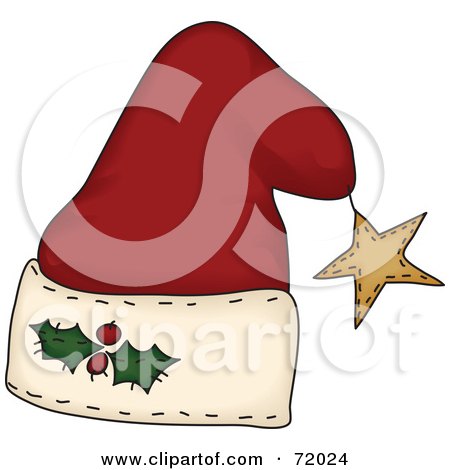 Royalty-Free (RF) Clipart Illustration of a Folk Styled Santa Hat With A Star by inkgraphics