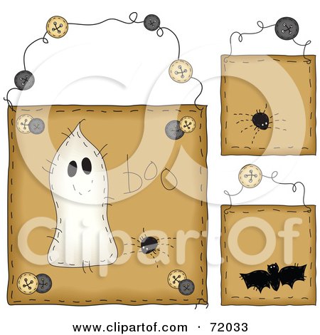 Royalty-Free (RF) Clipart Illustration of a Digital Collage Of Hanging Halloween Door Signs by inkgraphics