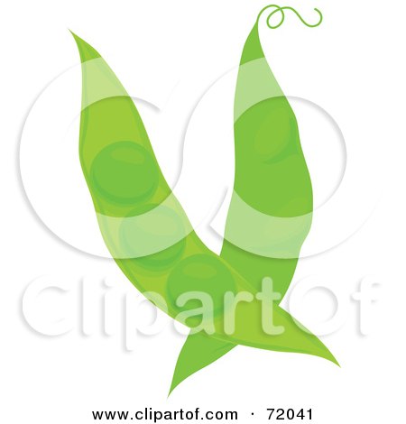 Royalty-Free (RF) Clipart Illustration of Two Green Pea Pods With Curly Tendrils by inkgraphics