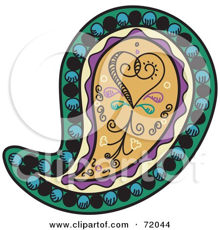 Royalty-Free (RF) Clipart Illustration of a Colorful Heart Paisley Design by inkgraphics