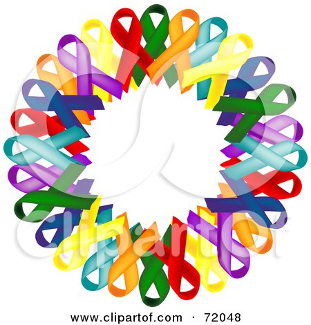 Royalty-Free (RF) Clipart Illustration of a Colorful Awareness Ribbon Wreath by inkgraphics