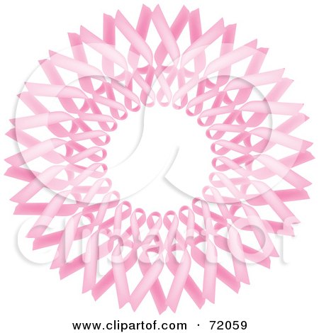 Royalty-Free (RF) Clipart Illustration of a Pink Wreath Of Breast Cancer Awareness Ribbons by inkgraphics