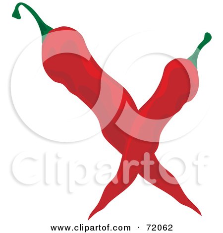 Royalty-Free (RF) Clipart Illustration of Two Crossed Red Hot Peppers by inkgraphics