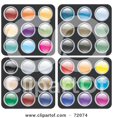 Royalty-Free (RF) Clipart Illustration of a Digital Collage Of Colorful Shiny Rounded Site Icon Buttons - Version 1 by inkgraphics