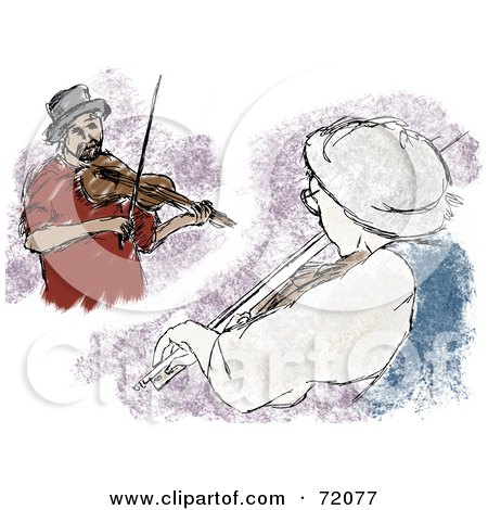 Royalty-Free (RF) Clipart Illustration of Two Views Of Male Violinists by inkgraphics