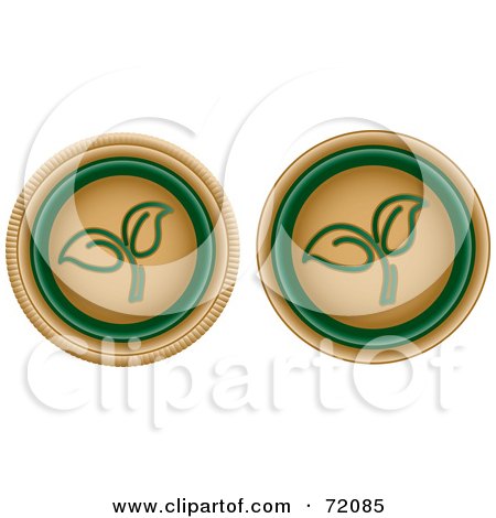 Royalty-Free (RF) Clipart Illustration of a Digital Collage Of Two Beige And Green Seedling Buttons by inkgraphics