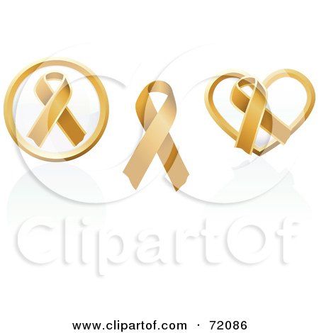 Royalty-Free (RF) Clipart Illustration of a Digital Collage Of Gold Awareness Ribbon Icons by inkgraphics
