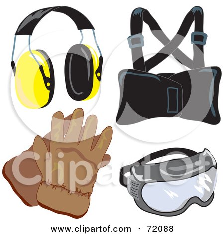 Royalty-Free (RF) Clipart Illustration of a Digital Collage Of Industrial Safety Gear - Version 1 by inkgraphics
