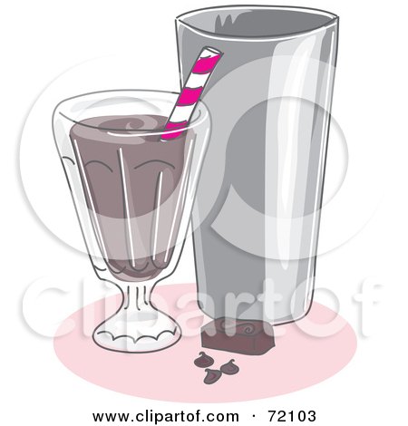 Royalty-Free (RF) Clipart Illustration of a Chocolate Milk Shake With A Straw And Silver Cup by inkgraphics
