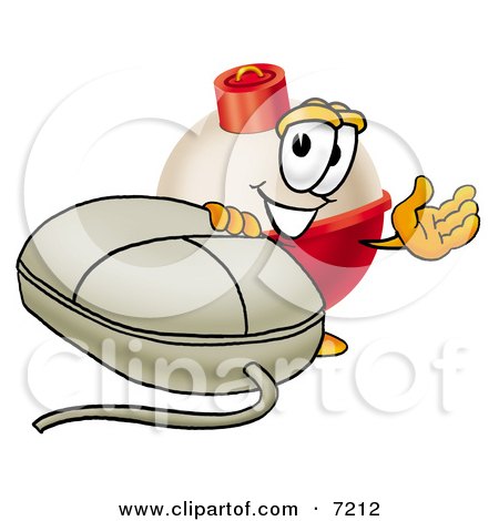 Clipart Picture of a Fishing Bobber Mascot Cartoon Character With a Computer Mouse by Mascot Junction