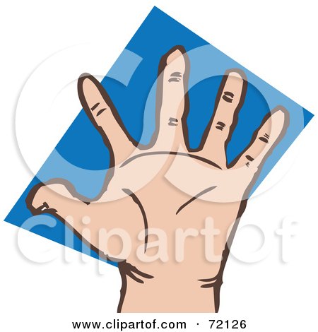 Royalty-Free (RF) Clipart Illustration of a Stretched Out Hand Over A Blue Diamond by PlatyPlus Art