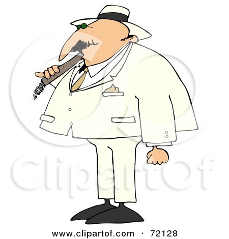 Royalty-Free (RF) Clipart Illustration of a Man Smoking A Cigar And Wearing A White Suit by djart