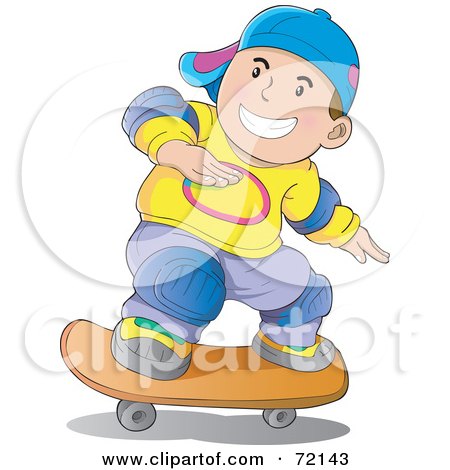 Royalty-Free (RF) Clipart Illustration of a Caucasian Skater Boy Wearing Knee Pads And A Hat by YUHAIZAN YUNUS