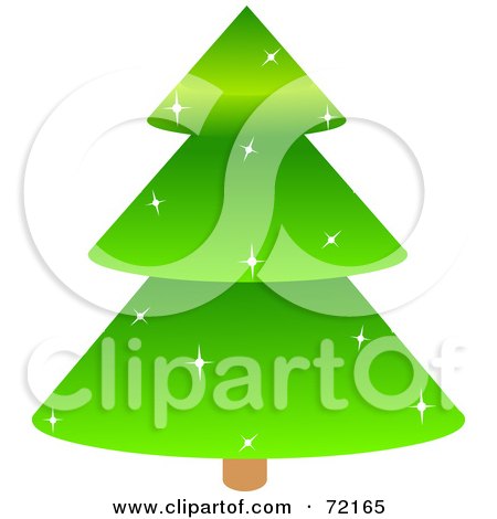Royalty-Free (RF) Clipart Illustration of a Sparkly Tiered Green Evergreen Tree by Pushkin