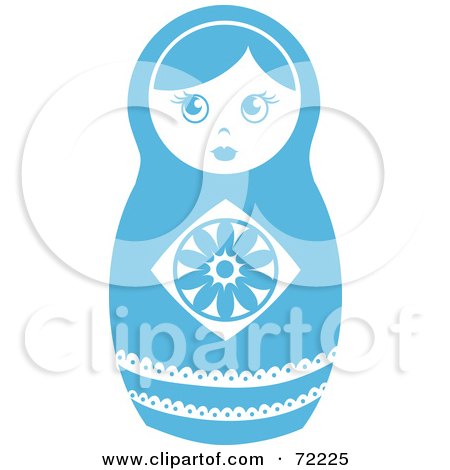 Royalty-Free (RF) Clipart Illustration of a White And Blue Nesting Doll by Rosie Piter