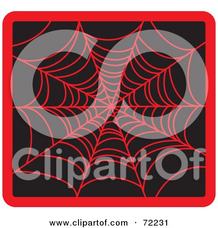 Royalty-Free (RF) Clipart Illustration of a Red Creepy Spider Web On Black by Rosie Piter
