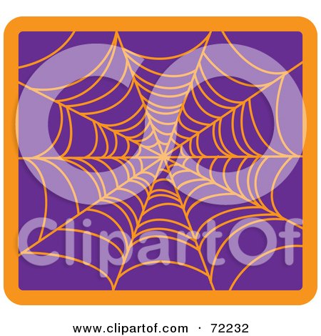 Royalty-Free (RF) Clipart Illustration of an Orange Creepy Spider Web On Purple by Rosie Piter
