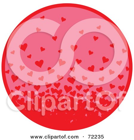 Royalty-Free (RF) Clipart Illustration of a Pink Circle With A Swarm Of Red Hearts by Rosie Piter
