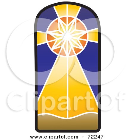 Royalty-Free (RF) Clipart Illustration of a Shining Star Stained Glass Window by Rosie Piter