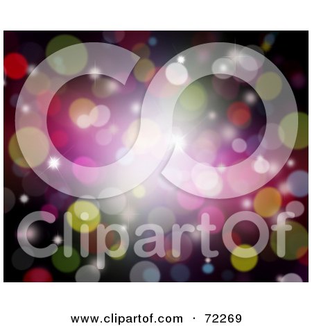 Royalty-Free (RF) Clipart Illustration of a Colorful Background Of Sparkles And Bright Bursts On Black by KJ Pargeter