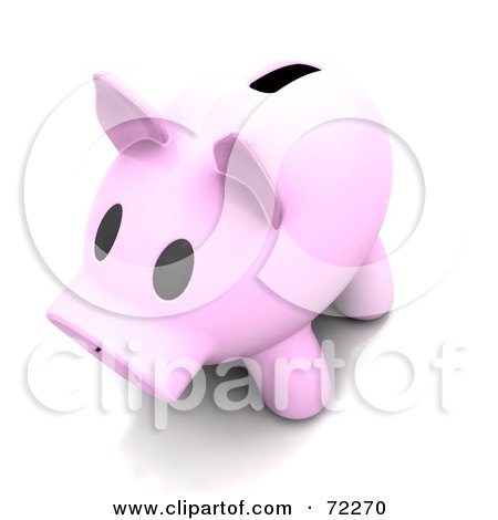 Royalty-Free (RF) Clipart Illustration of a 3d Pale Pink Piggy Bank With A Wide Slot by KJ Pargeter