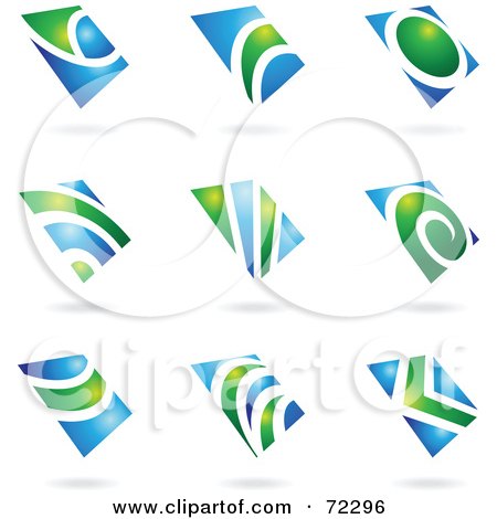 Royalty-Free (RF) Clipart Illustration of a Digital Collage Of Green And Blue 3d Logos by cidepix