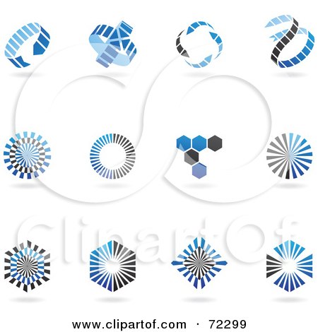 Royalty-Free (RF) Clipart Illustration of a Digital Collage Of Blue And Black 3d Logo Icons by cidepix