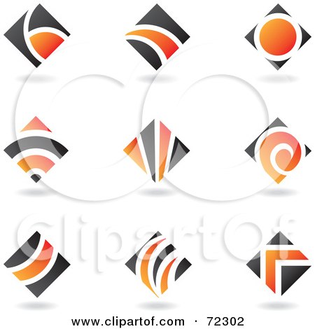Royalty-Free (RF) Clipart Illustration of a Digital Collage Of Black And Orange Diamond Logo Icons by cidepix