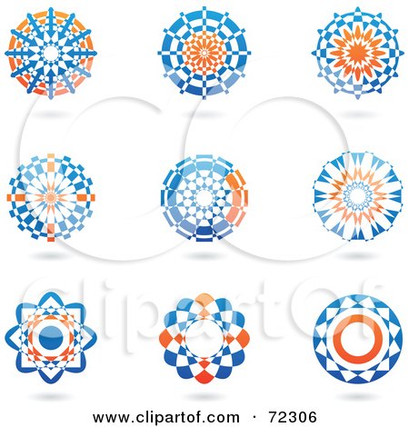 Royalty-Free (RF) Clipart Illustration of a Digital Collage Of Orange And Blue Icon Logos - Version 2 by cidepix