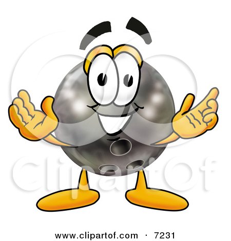 Clipart Picture of a Bowling Ball Mascot Cartoon Character With Welcoming Open Arms by Mascot Junction