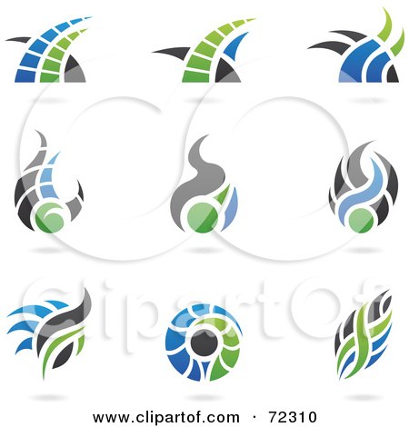 Royalty-Free (RF) Clipart Illustration of a Digital Collage Of Blue, Green And Gray Logo Icons - Version 2 by cidepix