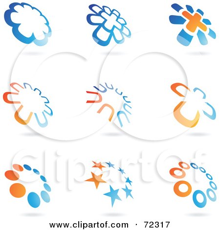 Royalty-Free (RF) Clipart Illustration of a Digital Collage Of Orange And Blue Icon Logos - Version 3 by cidepix