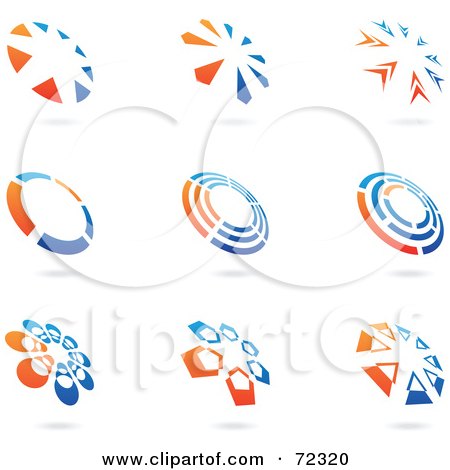 Royalty-Free (RF) Clipart Illustration of a Digital Collage Of Orange And Blue Icon Logos - Version 1 by cidepix