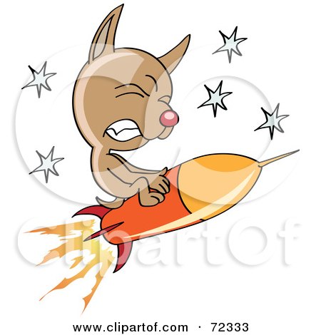 Royalty-Free (RF) Clipart Illustration of a Space Dog Riding A Rocket Through Stars by cidepix