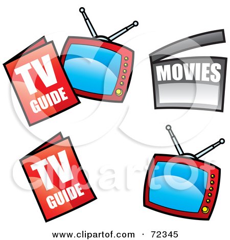 Royalty-Free (RF) Clipart Illustration of a Digital Collage Of Television Guides And Televisions by cidepix