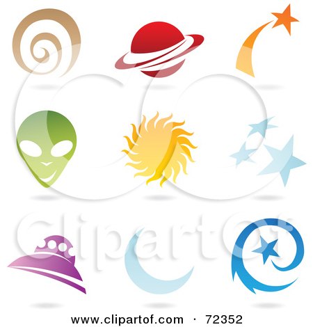 Royalty-Free (RF) Clipart Illustration of a Digital Collage Of Colorful Universe Icons by cidepix