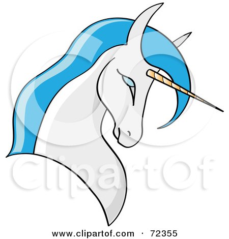 Royalty-Free (RF) Clipart Illustration of a White Unicorn With White Hair And A Golden Horn by cidepix