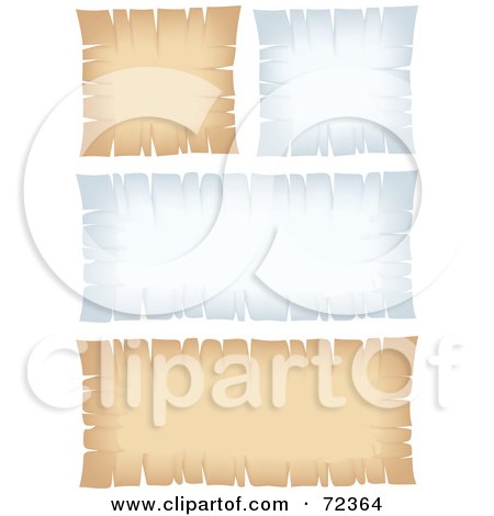 Royalty-Free (RF) Clipart Illustration of a Digital Collage Of Blank White And Beige Parchment Signs With Torn Edges by cidepix