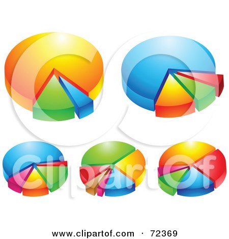Royalty-Free (RF) Clipart Illustration of a Digital Collage Of Shiny 3d Pie Charts by cidepix
