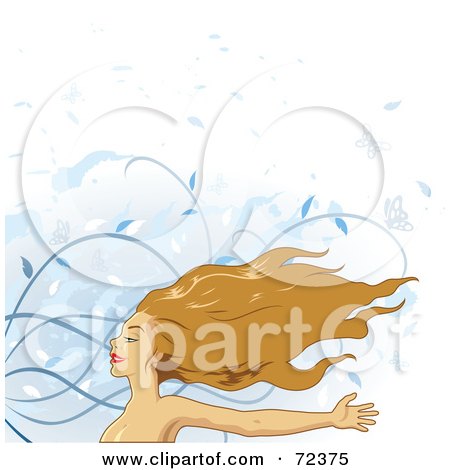 Royalty-Free (RF) Clipart Illustration of a Dirty Blond Haired Woman Standing In The Wind by cidepix