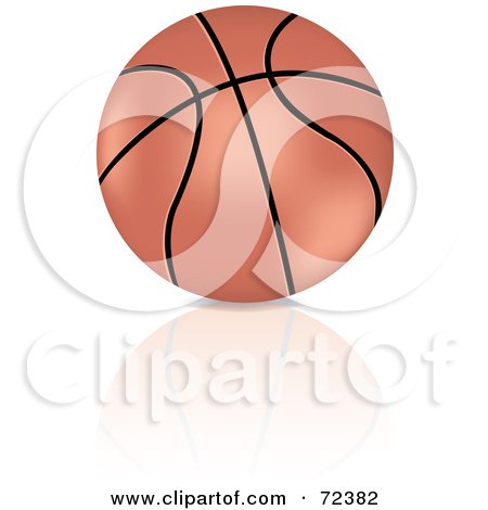 Royalty-Free (RF) Clipart Illustration of a 3d Basketball With A Reflection On White by cidepix