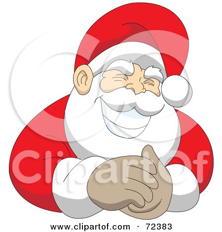 Royalty-Free (RF) Clipart Illustration of a Laughing Santa Claus Clasping His Hands by cidepix