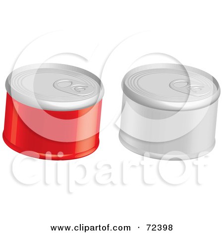 Royalty-Free (RF) Clipart Illustration of a Digital Collage Of Red And Silver Food Cans With Easy Open Pop Lids by cidepix
